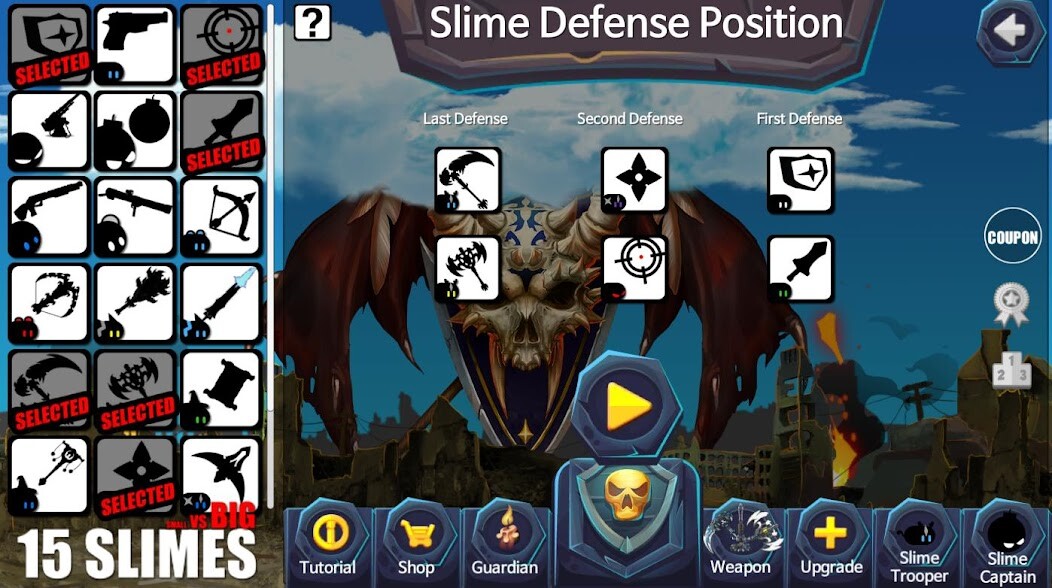 Play APK 15 Slimes! : Offline Action Defence  and enjoy 15 Slimes! : Offline Action Defence with UptoPlay com.ssicosm.slime_great_war