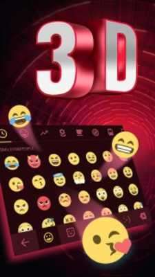 Play 3D Neon Red Technology Keyboard Theme for WhatsApp 