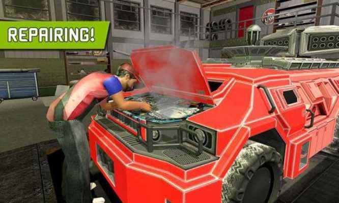 Play Big Muscular Truck Robot Mechanic Car Workshop 