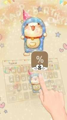 Play Birthday Blue Cat Theme&Emoji Keyboard 