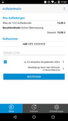 Play Blau - Prepaid Guthaben Aufladen 
