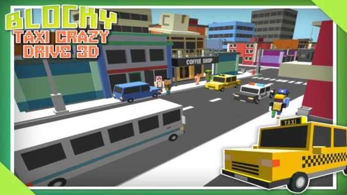 Play Blocky Taxi Crazy Drive Sim 3D 
