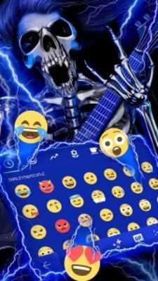 Play Blue Lightening & Rock Skull Keyboard Theme 