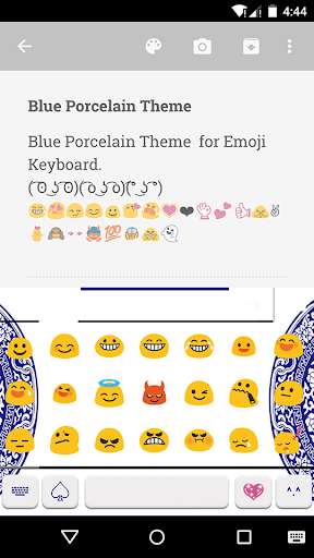 Play APK Blue Porcelain Emoji Keyboard  and enjoy Blue Porcelain Emoji Keyboard with UptoPlay com.kkkeyboard.emoji.keyboard.theme.BluePorcelain
