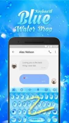 Play Blue Water Drop & Rainy Mood Emoji Keyboard Theme 