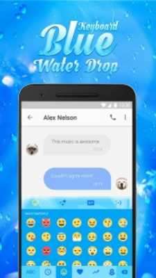 Play Blue Water Drop & Rainy Mood Emoji Keyboard Theme 