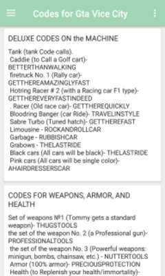 Play Codes for GTA Vice City 