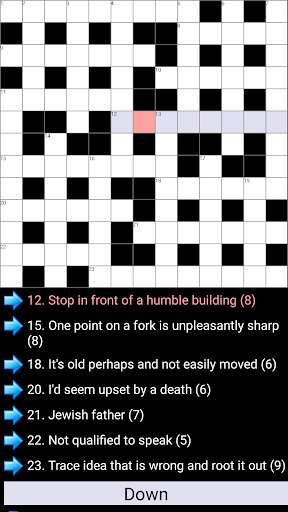 Play APK Cryptic Crosswords  and enjoy Cryptic Crosswords with UptoPlay com.wizz.crosswords.cryptic.adfree<br><br>925 Cryptic Crosswords<br><br><br>763 13 x 13 puzzles<br>162 15 x 15 puzzles<br><br><br>** FEATURES **<br>- Check your answers by block, clue or entire crossword.<br>- Reveal answers by block, clue or entire crossword.<br>- Find suggested words for incomplete answers.<br>- See definitions of suggested words.<br>- Save crosswords to the cloud. Useful if you want to work puzzles on multiple devices.<br>- Zoom in and out on the puzzle grid.<br><br><br>** OPTIONS **<br>- Keep the screen turned on (won