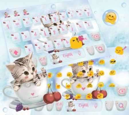 Play Cute Cup Kitty Keyboard Theme 