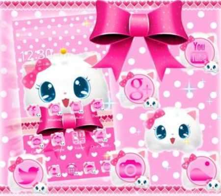Play Cute Fluffy Kitten Pink Bow Theme 