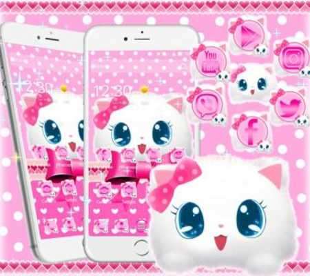 Play Cute Fluffy Kitten Pink Bow Theme 