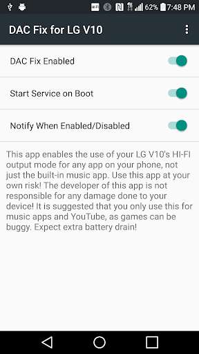 Play APK DAC Fix for LG V10  and enjoy DAC Fix for LG V10 with UptoPlay com.phascinate.lgv10.dacfix