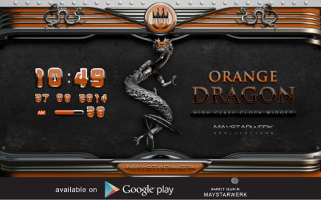 Play Dragon Clock widget orange 