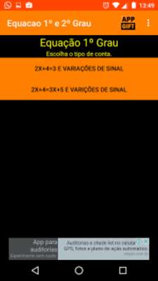 Play Equation 1º and 2º degree. 