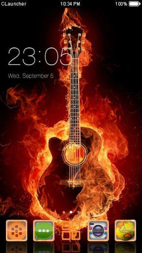 Play APK Fire Guitar Theme HD  and enjoy Fire Guitar Theme HD with UptoPlay com.cyou.cma.clauncher.theme.v53da375274f404d613973e56