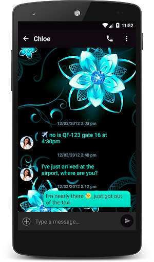 Play APK Flower Neon Theme (chomp)  and enjoy Flower Neon Theme (chomp) with UptoPlay com.p1.chompsms.themes.flower_neon
