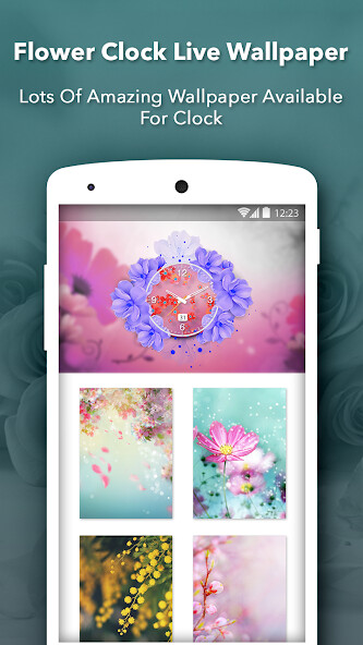 Play Flowers Clock Live Wallpaper 