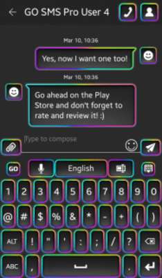 Play GO Keyboard Neon Rainbow Theme 