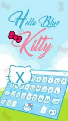 Play Hello Blue Kitty Theme&Emoji Keyboard 