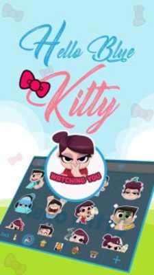 Play Hello Blue Kitty Theme&Emoji Keyboard 