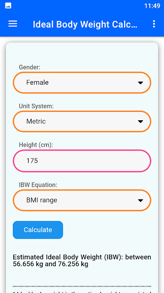 Play Ideal Body Weight Calculator Play Ideal Body Weight Calculator