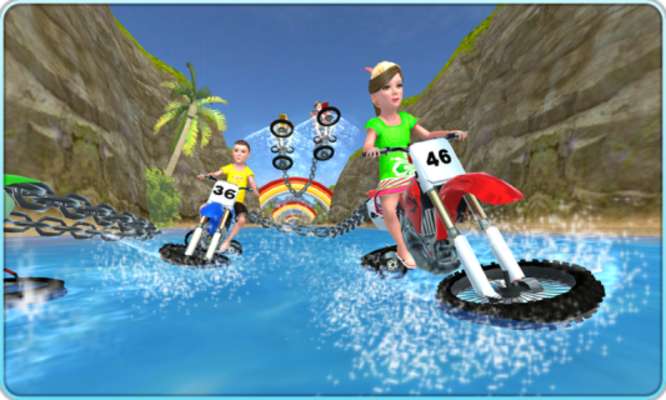 Play Kids Water Surfing Chained Bike Race 