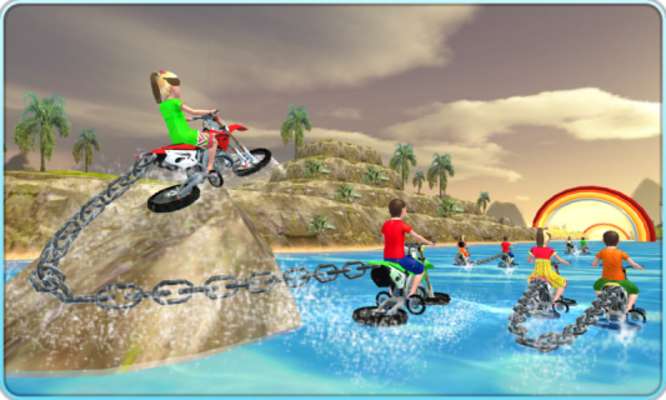 Play Kids Water Surfing Chained Bike Race 