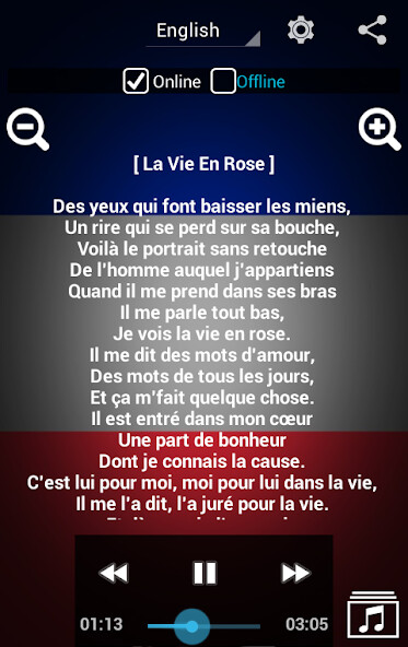 Play APK Learn French with Music  and enjoy Learn French with Music with UptoPlay com.paolo.lyricstranslator.learnFrench