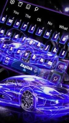 Play Lightning Neon Blue Car Keyboard Theme 