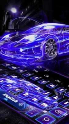 Play Lightning Neon Blue Car Keyboard Theme 