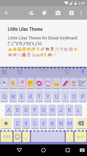 Play APK Little Lilac Emoji Keyboard  and enjoy Little Lilac Emoji Keyboard with UptoPlay com.kkkeyboard.emoji.keyboard.theme.LittleLilac