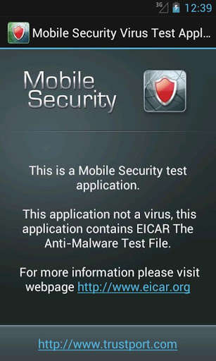 Play APK Mobile Security Virus Test  and enjoy Mobile Security Virus Test with UptoPlay com.trustport.mobilesecurity_eicar_test_file