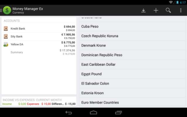 Play Money Manager Ex for Android 