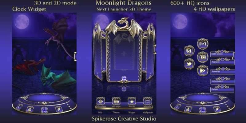 Play Moonlight Dragons 3D Next Launcher theme 