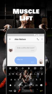 Play Muscle Lift Emoji Keyboard Theme for Messenger 