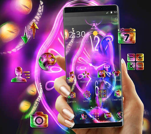 Play APK Neon Purple Clock Monster Theme  and enjoy Neon Purple Clock Monster Theme with UptoPlay com.launcher.theme.t211810453