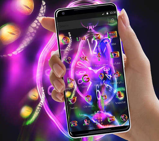 Play APK Neon Purple Clock Monster Theme  and enjoy Neon Purple Clock Monster Theme with UptoPlay com.launcher.theme.t211810453