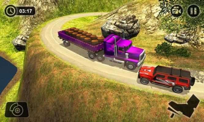 Play Off Road Cargo Trailer Truck Driver: Hill Driving 