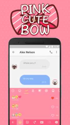 Play Pink Cute Bow Emoji Keyboard Theme for Snapchat 