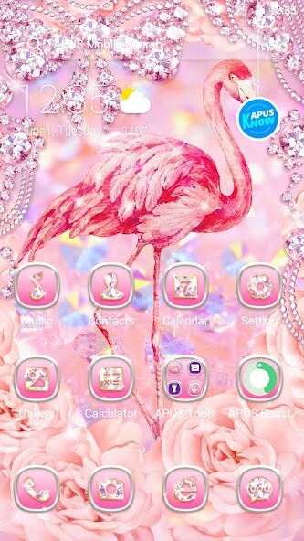 Play APK Pink Diamond Flamingo APUS Launcher theme  and enjoy Pink Diamond Flamingo APUS Launcher theme with UptoPlay com.apusapps.theme.i_bling_dream_flamingo_23af9787a8
