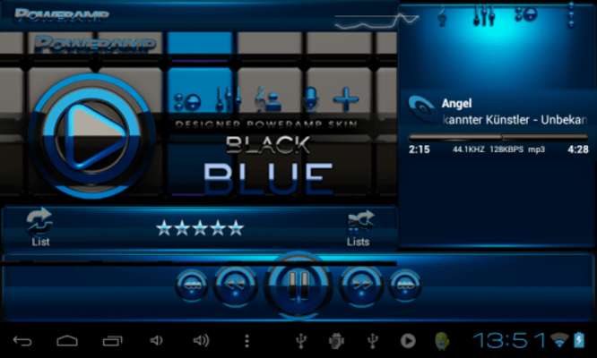Play Poweramp skin Black Blue Play Poweramp skin Black Blue