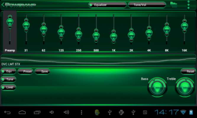 Play Poweramp skin Black Green 