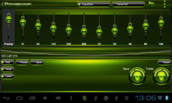 Play Poweramp skin Black Lime 
