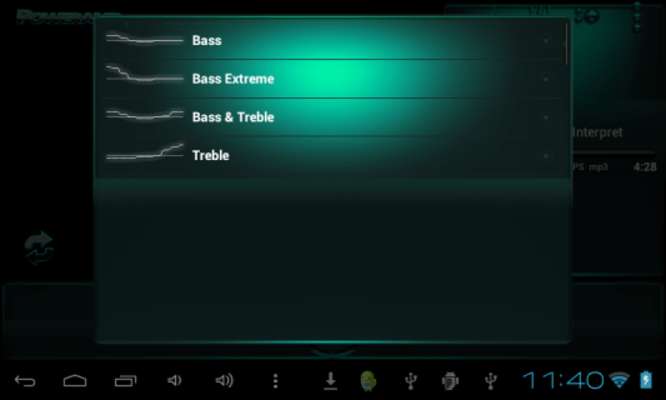 Play Poweramp skin Black Mint 
