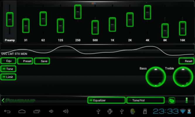 Play poweramp skin glow green 