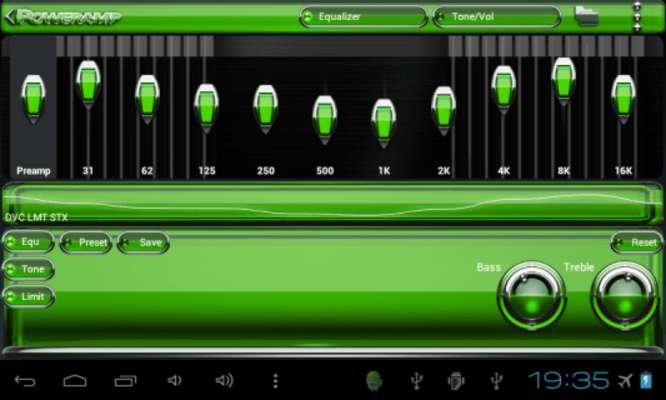 Play Poweramp skin Green Glas delux 