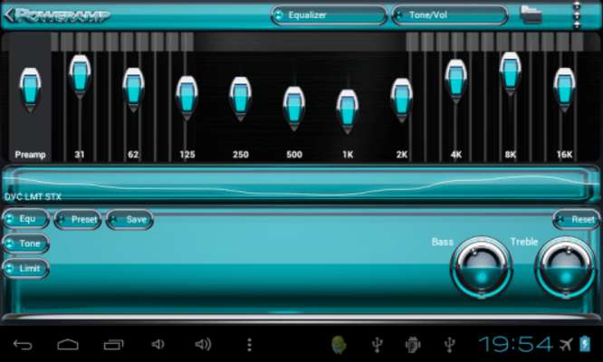 Play Poweramp skin Light Blue Glas 
