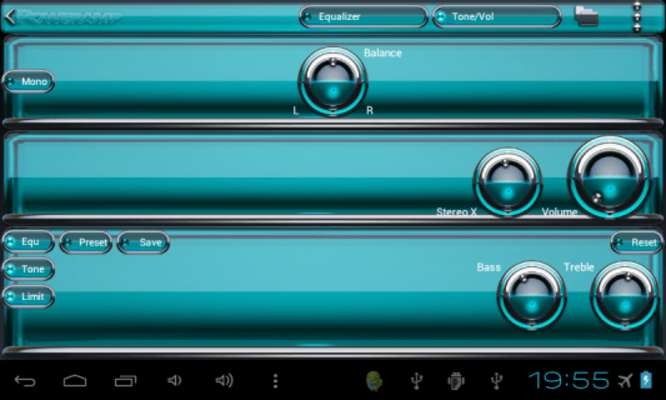 Play Poweramp skin Light Blue Glas 