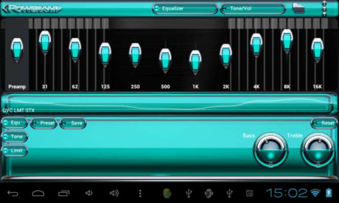 Play Poweramp skin Turquoise Glas 