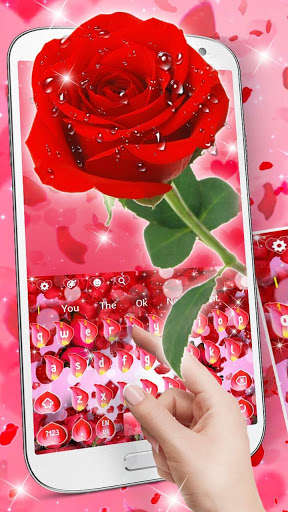 Play APK Red Rose Keyboard Theme  and enjoy Red Rose Keyboard Theme with UptoPlay keyboard.theme.red.rose.water.drops